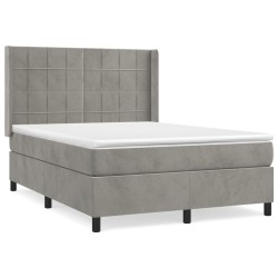 vidaXL Cama box spring con colchón terciopelo gris claro 140x200 cm