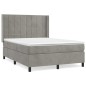 vidaXL Cama box spring con colchón terciopelo gris claro 140x200 cm vidaXL Cama box spring con colchón terciopelo gris claro 140x200 cm