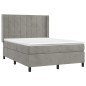 vidaXL Cama box spring con colchón terciopelo gris claro 140x200 cm vidaXL Cama box spring con colchón terciopelo gris claro 140x200 cm