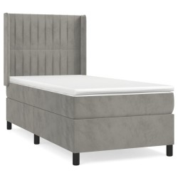 vidaXL Cama box spring con colchón terciopelo gris claro 90x190 cm