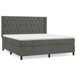 vidaXL Cama box spring con colchón terciopelo gris oscuro 160x200 cm