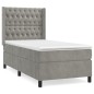 vidaXL Cama box spring con colchón terciopelo gris claro 90x190 cm vidaXL Cama box spring con colchón terciopelo gris claro 90x190 cm