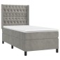 vidaXL Cama box spring con colchón terciopelo gris claro 90x190 cm vidaXL Cama box spring con colchón terciopelo gris claro 90x190 cm