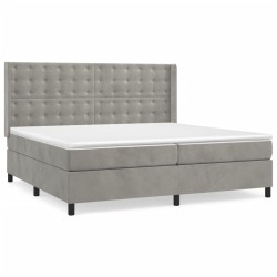 vidaXL Cama box spring con colchón terciopelo gris claro 200x200 cm