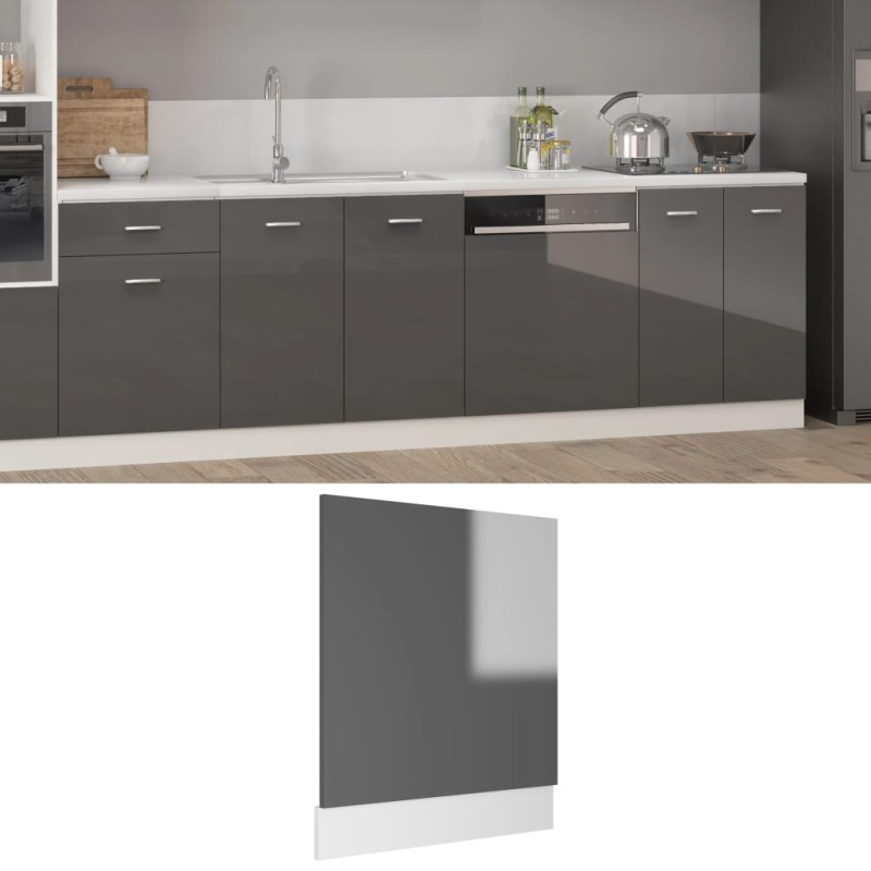 vidaXL Panel para lavavajillas contrachapada gris brillo 59,5x3x67 cm vidaXL Panel para lavavajillas contrachapada gris brillo 59,5x3x67 cm