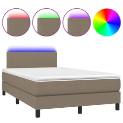 vidaXL Cama box spring con colchón LED tela gris taupe 120x200 cm