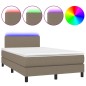 vidaXL Cama box spring con colchón LED tela gris taupe 120x200 cm vidaXL Cama box spring con colchón LED tela gris taupe 120x200 cm