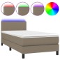 vidaXL Cama box spring con colchón LED tela gris taupe 80x200 cm vidaXL Cama box spring con colchón LED tela gris taupe 80x200 cm