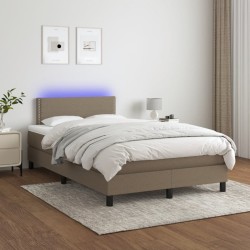 vidaXL Cama box spring con colchón y LED tela gris taupe 120x200 cm
