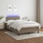 vidaXL Cama box spring con colchón y LED tela gris taupe 120x200 cm vidaXL Cama box spring con colchón y LED tela gris taupe 120x200 cm