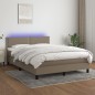 vidaXL Cama box spring colchón y luces LED tela gris taupe 140x190 cm vidaXL Cama box spring colchón y luces LED tela gris taupe 140x190 cm