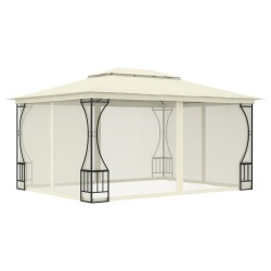 vidaXL Cenador con redes color crema 300x400x265 cm