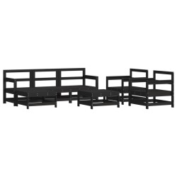 vidaXL Juego de muebles de jardín 7 piezas madera maciza de pino negro