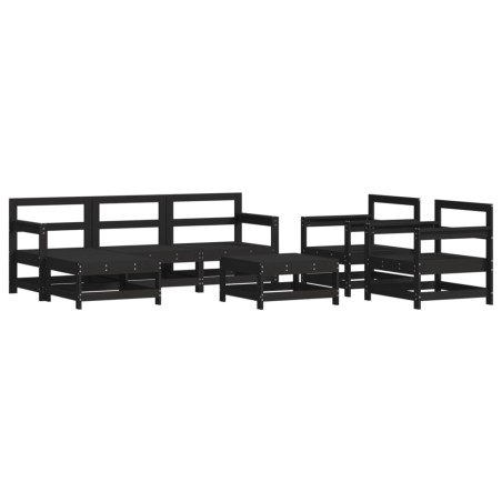 vidaXL Juego de muebles de jardín 7 piezas madera maciza de pino negro