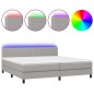 vidaXL Cama box spring con colchón tela y LED gris claro 200x200 cm vidaXL Cama box spring con colchón tela y LED gris claro 200x200 cm