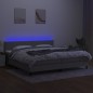 vidaXL Cama box spring con colchón tela y LED gris claro 200x200 cm vidaXL Cama box spring con colchón tela y LED gris claro 200x200 cm