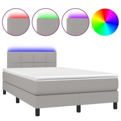 vidaXL Cama box spring con colchón tela y LED gris claro 120x200 cm