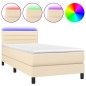 vidaXL Cama box spring colchón y luces LED tela crema 100x200 cm