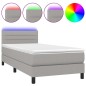 vidaXL Cama box spring colchón y luces LED tela gris claro 90x190 cm vidaXL Cama box spring colchón y luces LED tela gris claro 90x190 cm