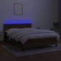 vidaXL Cama box spring colchón luces LED tela marrón oscuro 140x190 cm vidaXL Cama box spring colchón luces LED tela marrón oscuro 140x190 cm
