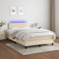 vidaXL Cama box spring con colchón y LED tela crema 120x200 cm vidaXL Cama box spring con colchón y LED tela crema 120x200 cm