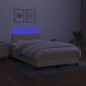 vidaXL Cama box spring con colchón y LED tela crema 120x200 cm vidaXL Cama box spring con colchón y LED tela crema 120x200 cm