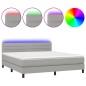 vidaXL Cama box spring colchón y luces LED tela gris claro 160x200 cm