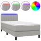 vidaXL Cama box spring colchón y luces LED tela gris claro 90x200 cm vidaXL Cama box spring colchón y luces LED tela gris claro 90x200 cm