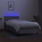vidaXL Cama box spring colchón y luces LED tela gris claro 90x200 cm vidaXL Cama box spring colchón y luces LED tela gris claro 90x200 cm