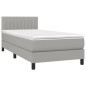 vidaXL Cama box spring colchón y luces LED tela gris claro 100x200 cm