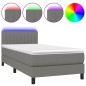 vidaXL Cama box spring colchón y luces LED tela gris oscuro 80x200 cm