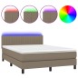 vidaXL Cama box spring colchón y luces LED tela gris taupe 140x200 cm vidaXL Cama box spring colchón y luces LED tela gris taupe 140x200 cm