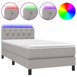 vidaXL Cama box spring colchón y luces LED tela gris claro 80x200 cm