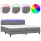 vidaXL Cama box spring colchón y luces LED tela gris claro 200x200 cm vidaXL Cama box spring colchón y luces LED tela gris claro 200x200 cm