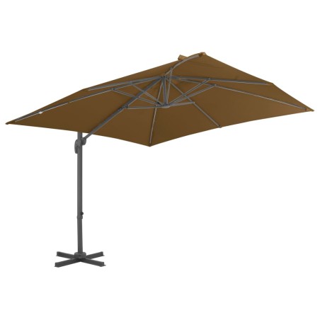 vidaXL Sombrilla voladiza con poste de aluminio 300x300 cm gris topo