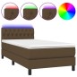 vidaXL Cama box spring colchón y luces LED tela marrón oscuro 90x200cm vidaXL Cama box spring colchón y luces LED tela marrón oscuro 90x200cm