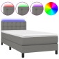 vidaXL Cama box spring colchón y luces LED tela gris oscuro 90x200 cm
