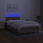 vidaXL Cama box spring con colchón y LED tela gris taupe 120x200 cm vidaXL Cama box spring con colchón y LED tela gris taupe 120x200 cm