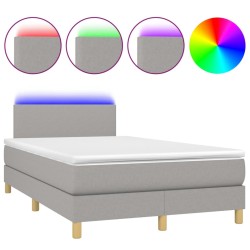 vidaXL Cama box spring con colchón tela y LED gris claro 120x200 cm