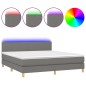 vidaXL Cama box spring con colchón y LED tela gris oscuro 180x200 cm vidaXL Cama box spring con colchón y LED tela gris oscuro 180x200 cm