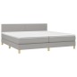 vidaXL Cama box spring con colchón tela y LED gris claro 200x200 cm