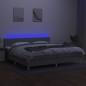 vidaXL Cama box spring con colchón tela y LED gris claro 200x200 cm