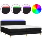 vidaXL Cama box spring con colchón LED tela negro 200x200 cm vidaXL Cama box spring con colchón LED tela negro 200x200 cm