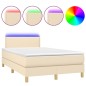 vidaXL Cama box spring con colchón y LED tela crema 120x200 cm vidaXL Cama box spring con colchón y LED tela crema 120x200 cm