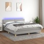 vidaXL Cama box spring con colchón tela y LED gris claro 180x200 cm vidaXL Cama box spring con colchón tela y LED gris claro 180x200 cm