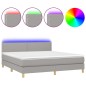vidaXL Cama box spring con colchón tela y LED gris claro 180x200 cm vidaXL Cama box spring con colchón tela y LED gris claro 180x200 cm