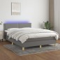 vidaXL Cama box spring colchón y luces LED tela gris oscuro 140x190 cm vidaXL Cama box spring colchón y luces LED tela gris oscuro 140x190 cm