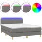 vidaXL Cama box spring colchón y luces LED tela gris oscuro 140x190 cm vidaXL Cama box spring colchón y luces LED tela gris oscuro 140x190 cm