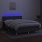 vidaXL Cama box spring colchón y luces LED tela gris oscuro 140x190 cm vidaXL Cama box spring colchón y luces LED tela gris oscuro 140x190 cm