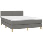vidaXL Cama box spring colchón y luces LED tela gris oscuro 140x190 cm vidaXL Cama box spring colchón y luces LED tela gris oscuro 140x190 cm
